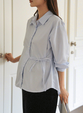 Maternity*Striped Adjustable Wrap Shirt