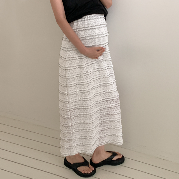 Maternity*Wave lace long maternity skirt (for postpartum use)
