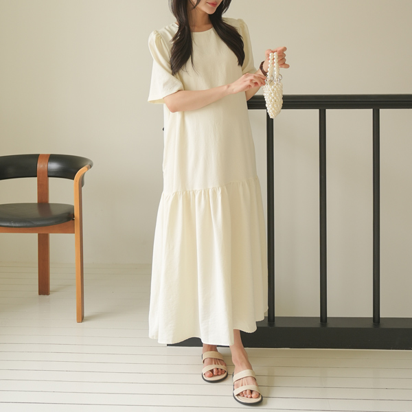 Maternity*Pusili Frill Long Maternity Dress