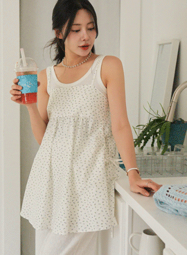 <b>[Limited-time discount]</b> Maternity*Petit Flower Bustier Blouse
