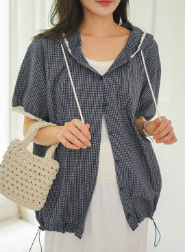 <b>[Limited-time discount]</b> Maternity*Race point hooded short-sleeve shirt