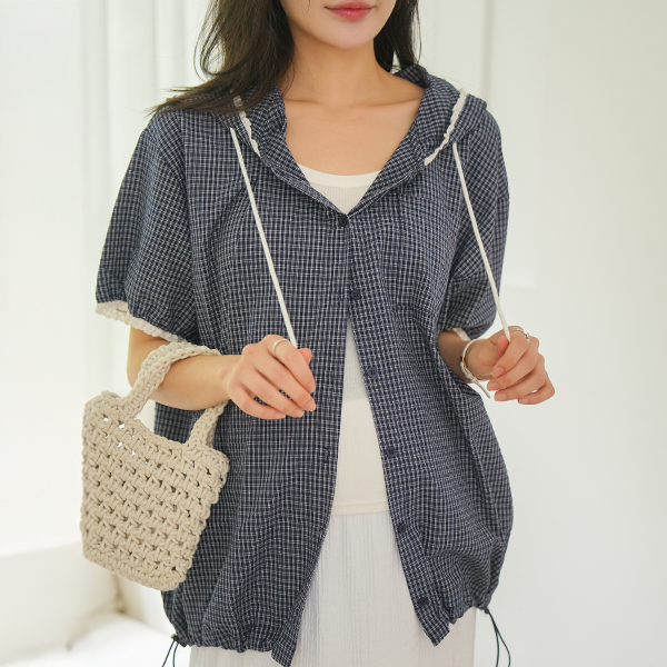 <b>[Limited-time discount]</b> Maternity*Race point hooded short-sleeve shirt