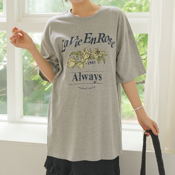 Maternity*Vintage Rose Overfit Short Sleeves T-shirt
