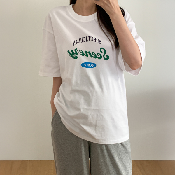 Maternity*Smooth cotton printed overfit T-shirt