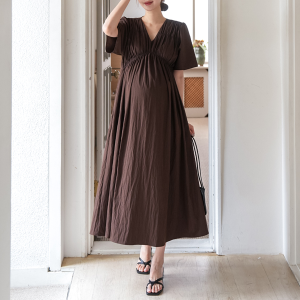 Maternity*Two-shearing banding rustling maternity dress