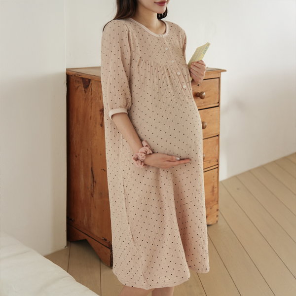 Nursing clothes*Yorudot button One Piece (for pregnant women)