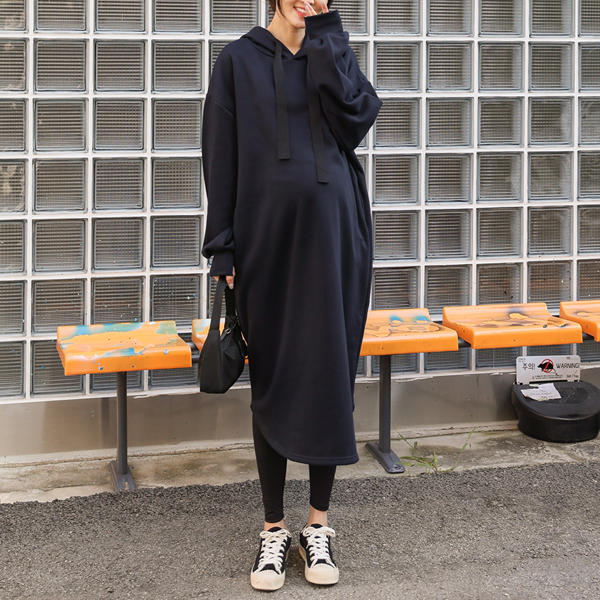 <font color="bb4b57"><b>Limited quantity SALE</b></font><br> Maternity*Puff Hooded Fleece Maternity Dress