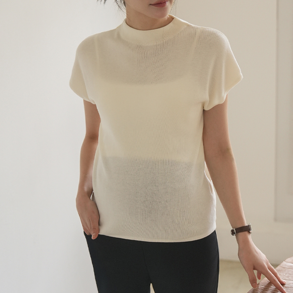 Maternity*Formal half-neck short-sleeved knit