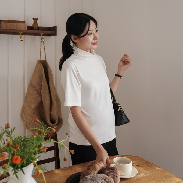 [S-made] Maternity*Slim Basic Short Sleeve Polar Maternity T-shirt