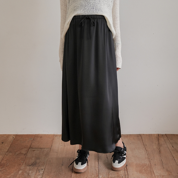 Maternity*Woolly Satin Strap Banding Skirt