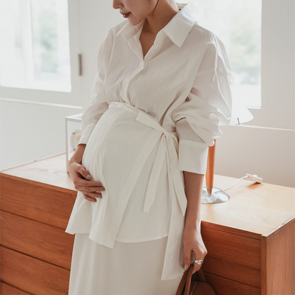 Maternity*Nail Wrap Set Overfit Shirt (Wrap Skirt SET)