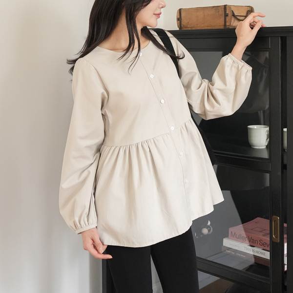 <b>[Limited-time discount]</b> [S-made] Maternity*Abang Peach Baby Doll Blouse (Nursing-friendly)