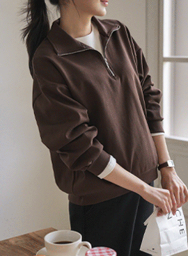 Maternity*Falling Half Zip-up Man-to-Man T-shirt