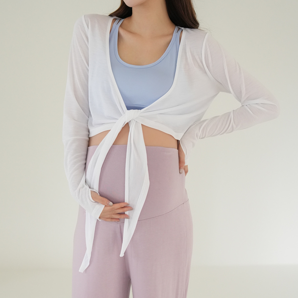 Maternity*Short Crop Knot Yoga Cardigan