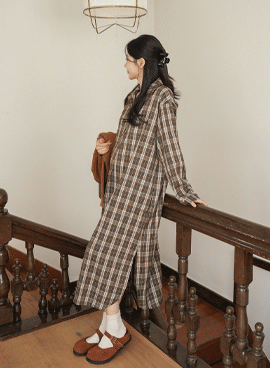 Maternity* Checkered Open Shirt Maternity Dress