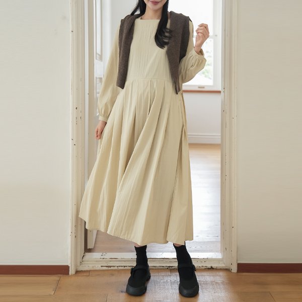 Maternity*Coco Pin Tuck Pleated Maternity Dress