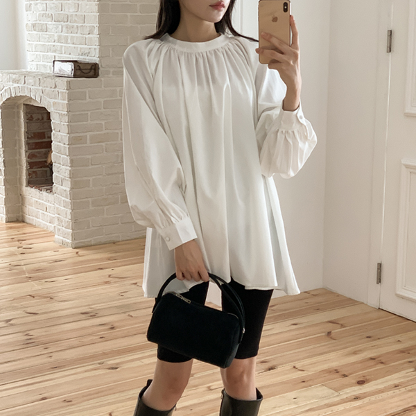 Maternity*Anes Shirring Long Blouse (Belt SET)