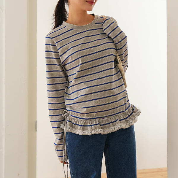 Maternity*ST Lace Frill Adjustable Maternity T-shirt