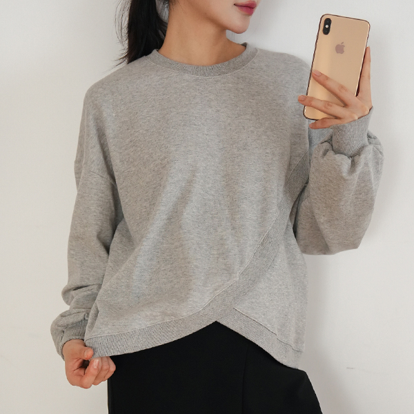Maternity*Diagonal Wrap Man-to-Man T-shirt