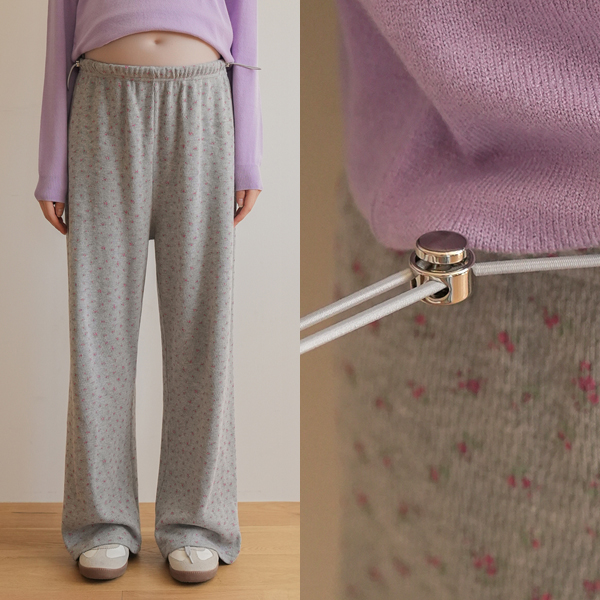 <b>[Waist adjustment/Hwituru item]</b> [S-made] Maternity*Flower stopper wide maternity pants