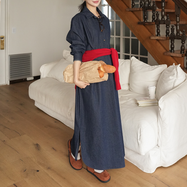 Maternity*Overdenim Shirt Maternity Dress (Nursing-Friendly)