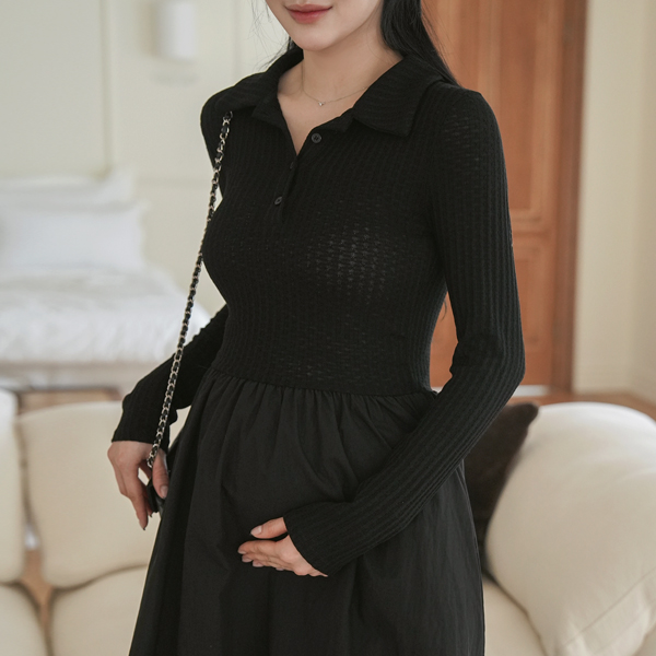 Maternity*Combi-Carat Knit Crunchy Maternity Dress