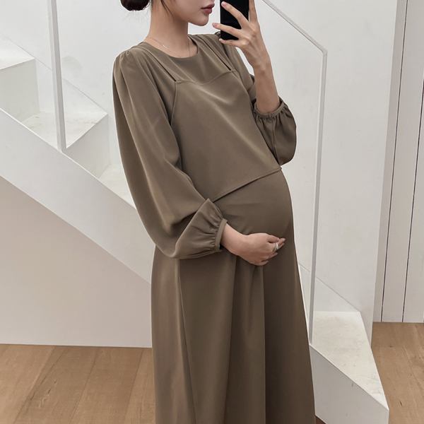 [S-made] Maternity*Bustier Layered Adjustable Maternity Dress