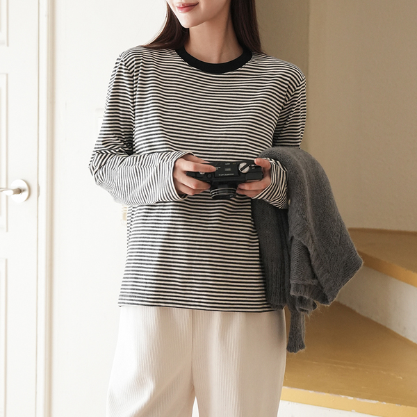 Maternity*Kiostripe Long-sleeved T-shirt