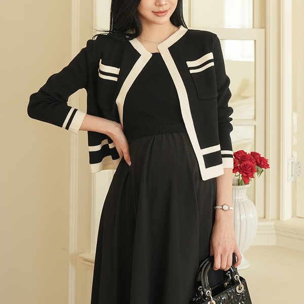 Maternity*Elina Banding Set Maternity One-Piece (Cardiganset)