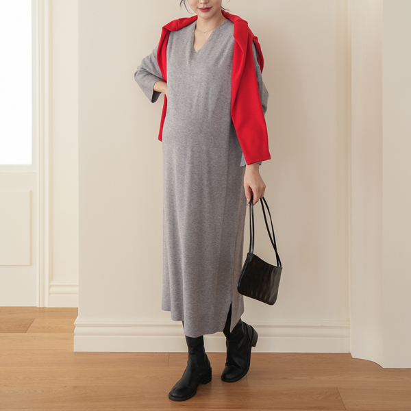 Maternity*Cami boxy double-breasted V-neck maternity dress