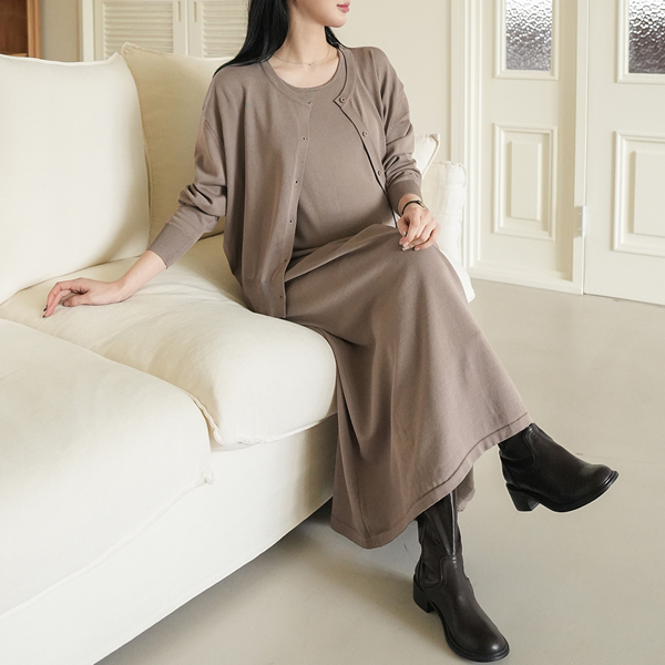 Maternity*Plain Knit Cardigan Set Maternity Dress