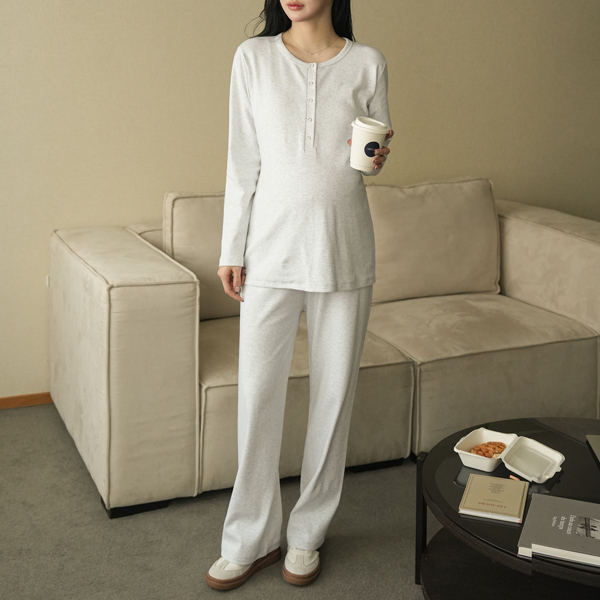 [S-made] Nursing clothes*Soft and soft cotton nursing set (YKK snap) (for pregnant women)