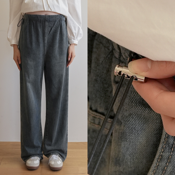 <b>[Limited-time discount]</b> Maternity*Vintage denim wide-stopper maternity pants
