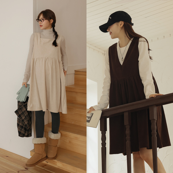 <b>[Opening Special]</b> [S-made] Maternity*Golden Square Neck Two-Way Maternity Dress