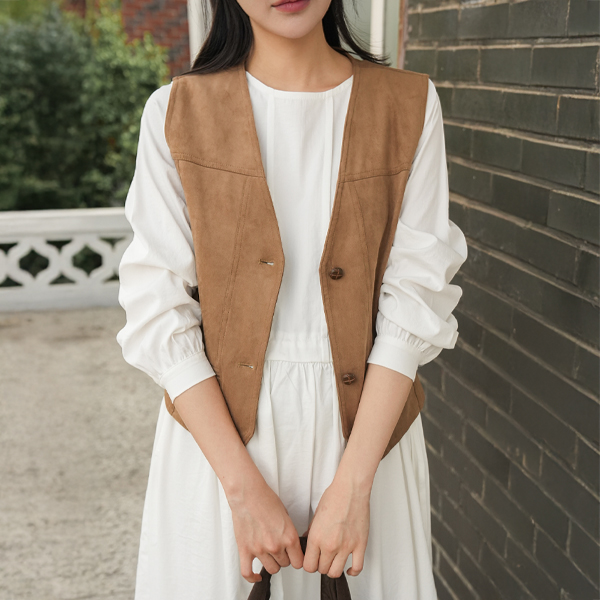 Maternity*Backstrap Suede Vest