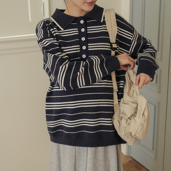 <b>[Limited-time discount]</b> Maternity*Loose-fit collar single-breasted knit