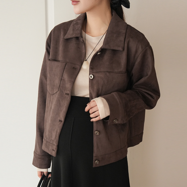 Maternity*Classic Suede Pocket Collar Jacket