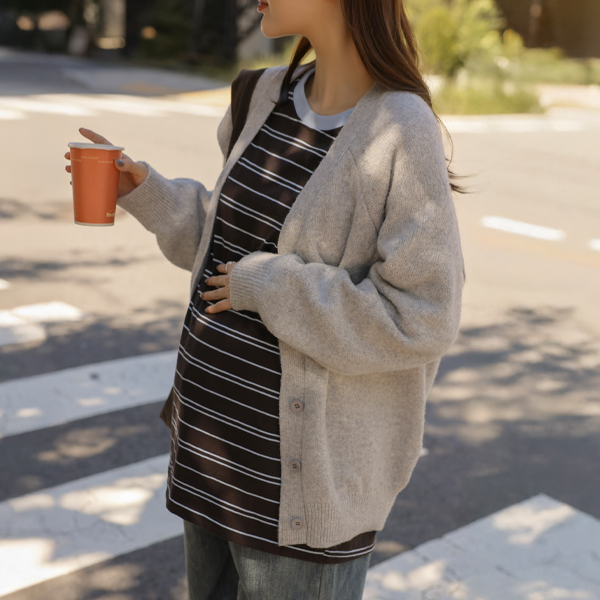 Maternity*Mongle V-Looze Fit Half Cardigan