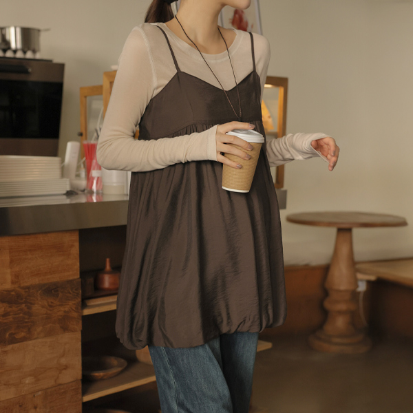 Maternity*Silky Balloon Layered Nashi Blouse