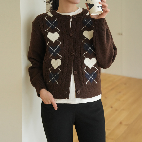 Maternity*Heart Argyle Knit Cardigan