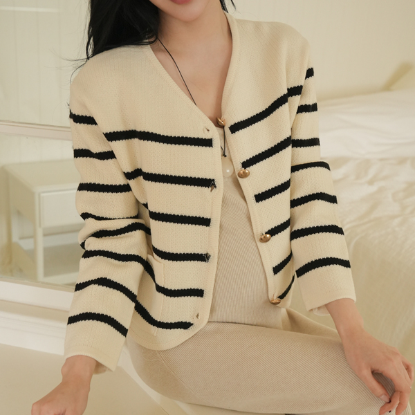 Maternity*Gold Button Single-breasted Cardigan