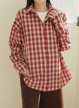 Maternity*Daily Loose Fit Check Shirt