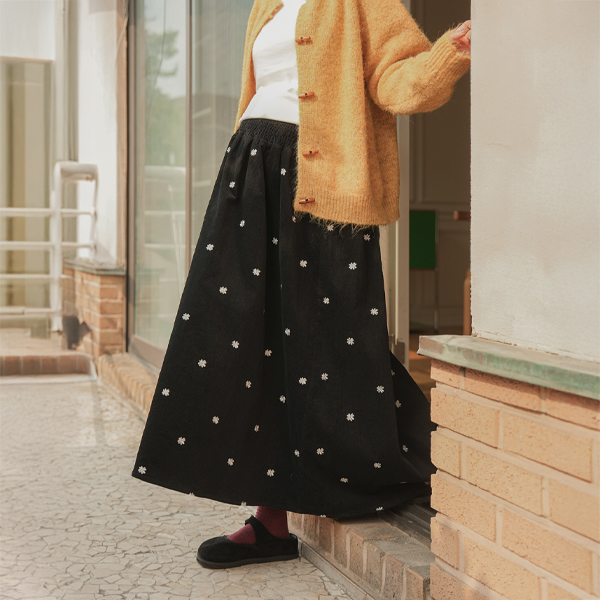 [S-made] Maternity*Embroidered Golden Smoke Maternity Skirt