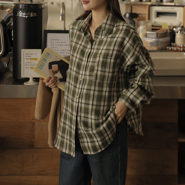 Maternity*2WAY Peach Check Loose Fit Shirt