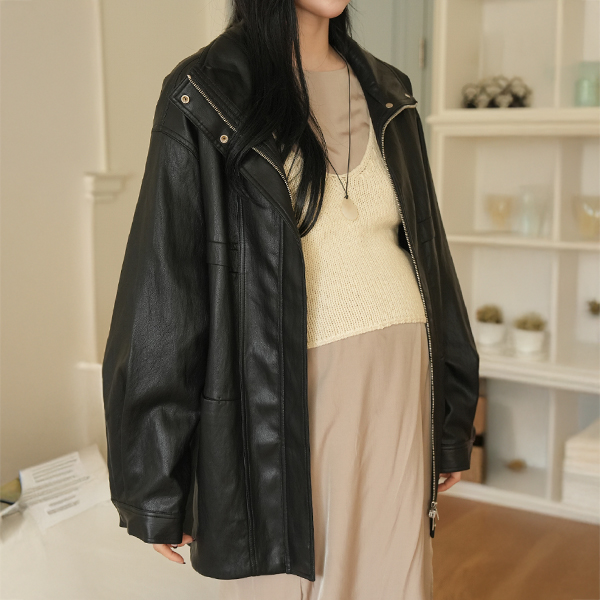 Maternity*Safari Leather Half Jacket