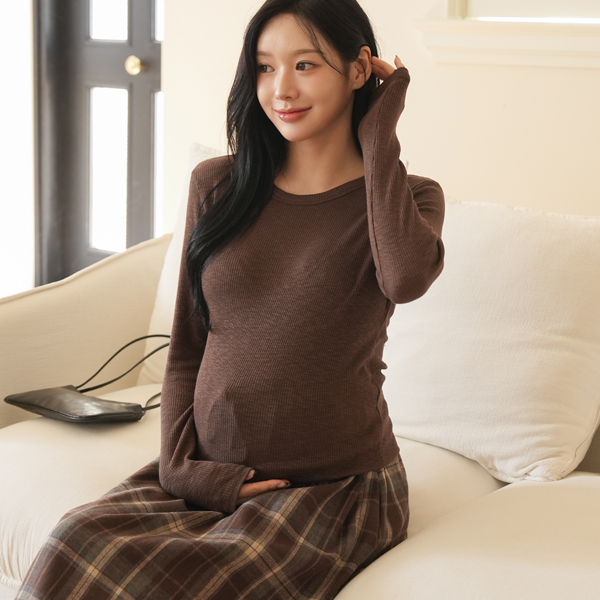 Maternity*Wave Round Basic T-shirt