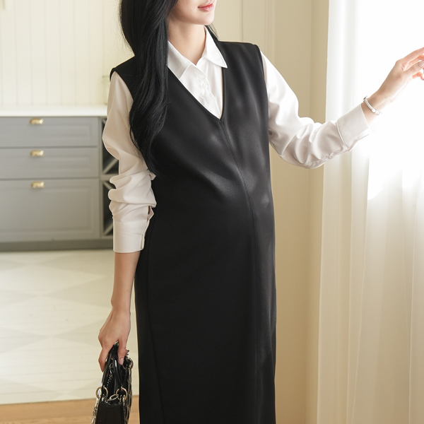 Maternity*V-neck bustier maternity dress