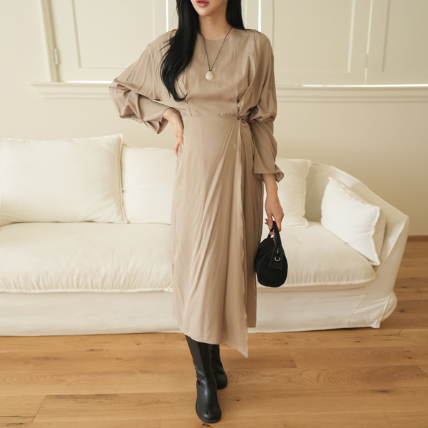 Maternity*Silky Wrap Banding Maternity Dress