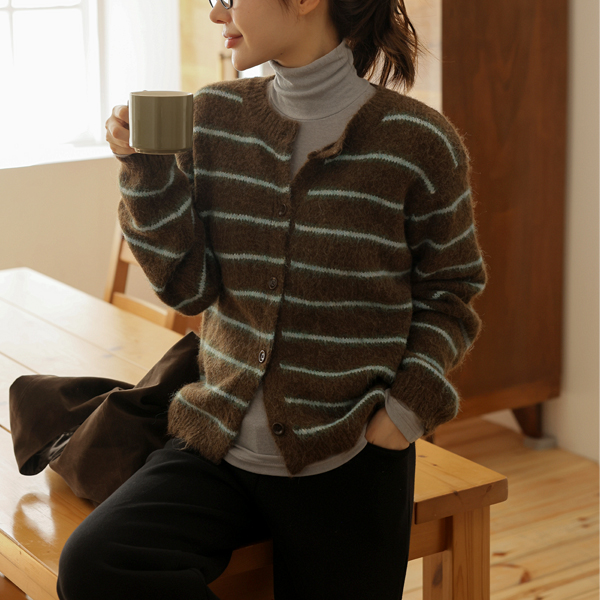 Maternity*Peanut Hair Stripe Knit Cardigan