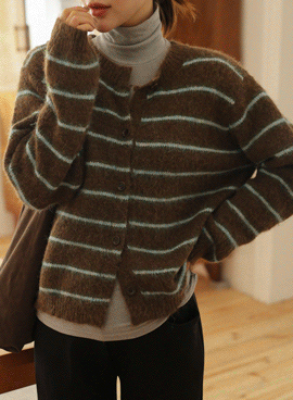 Maternity*Peanut Hair Stripe Knit Cardigan